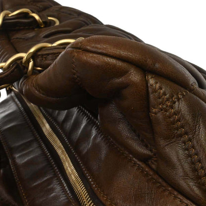 Chanel Brown Lambskin Bubble Quilt Handbag