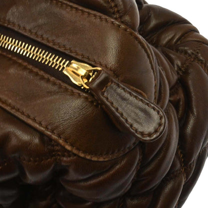 Chanel Brown Lambskin Bubble Quilt Handbag
