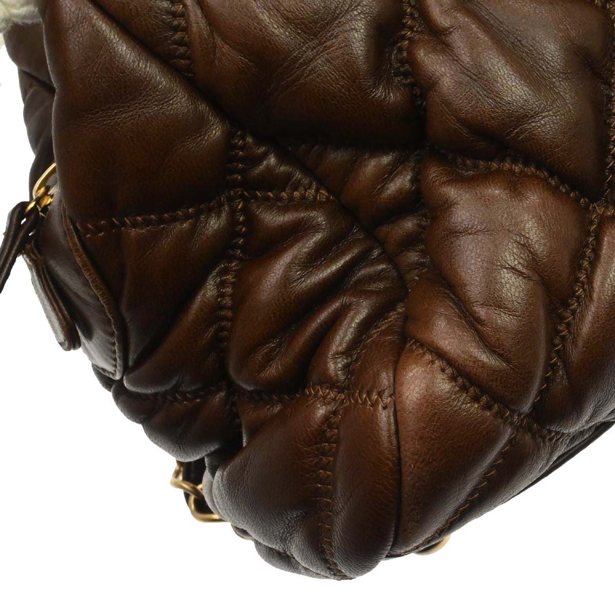 Chanel Brown Lambskin Bubble Quilt Handbag