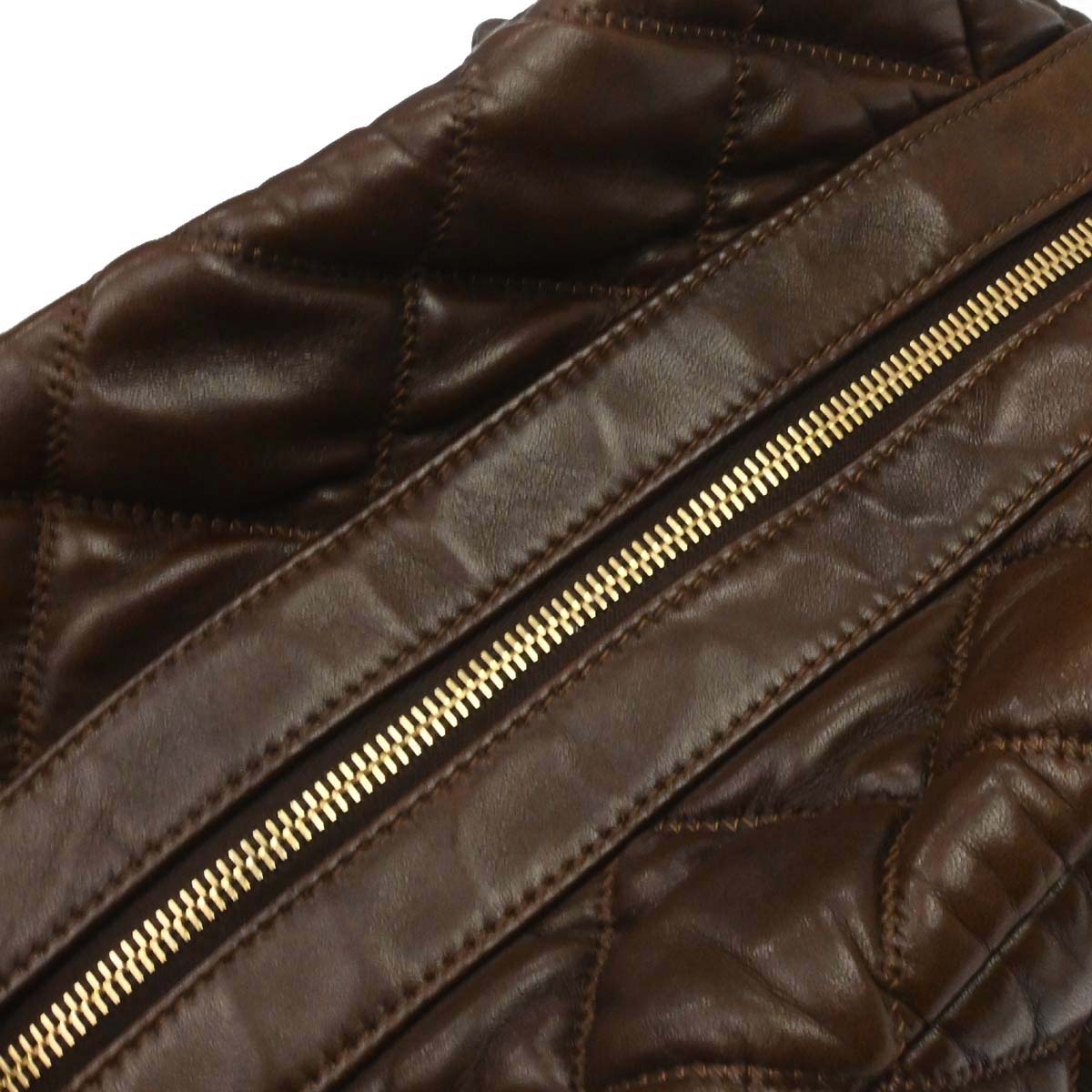 Chanel Brown Lambskin Bubble Quilt Handbag