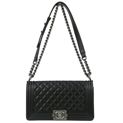 Boy Chanel 2016-2017 Black Lambskin Medium Shoulder Bag