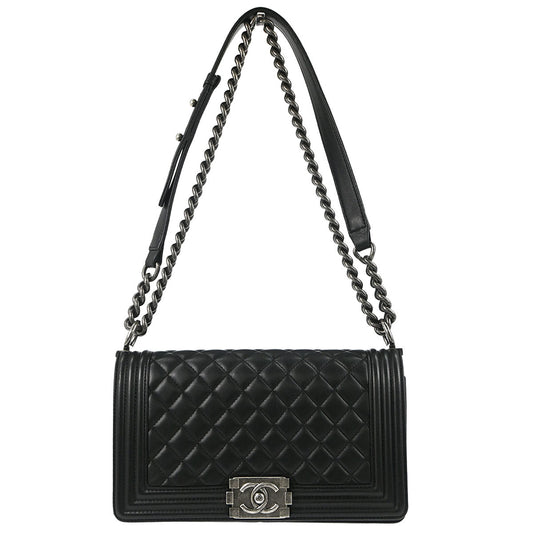 Boy Chanel 2016-2017 Black Lambskin Medium Shoulder Bag