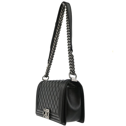 Boy Chanel 2016-2017 Black Lambskin Medium Shoulder Bag