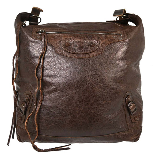 Balenciaga Brown Lambskin The Day Shoulder Bag