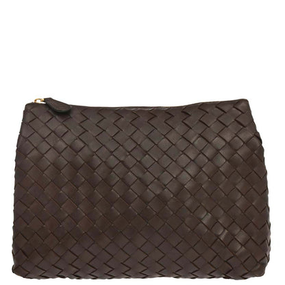Bottega Veneta Brown Lambskin Intrecciato Pouch