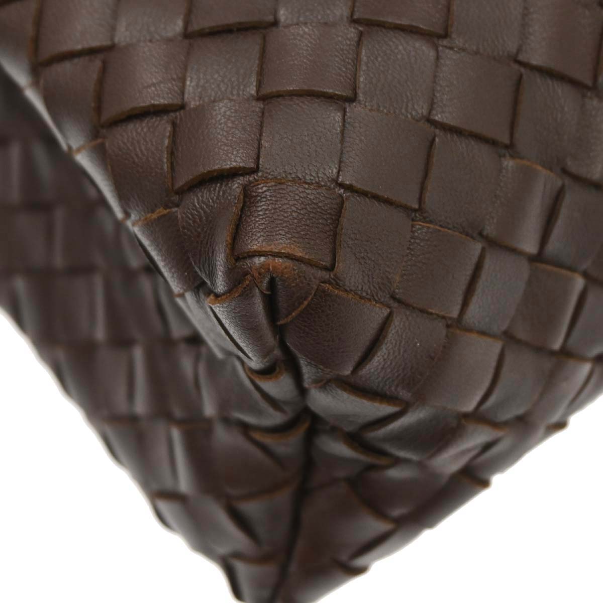 Bottega Veneta Brown Lambskin Intrecciato Pouch