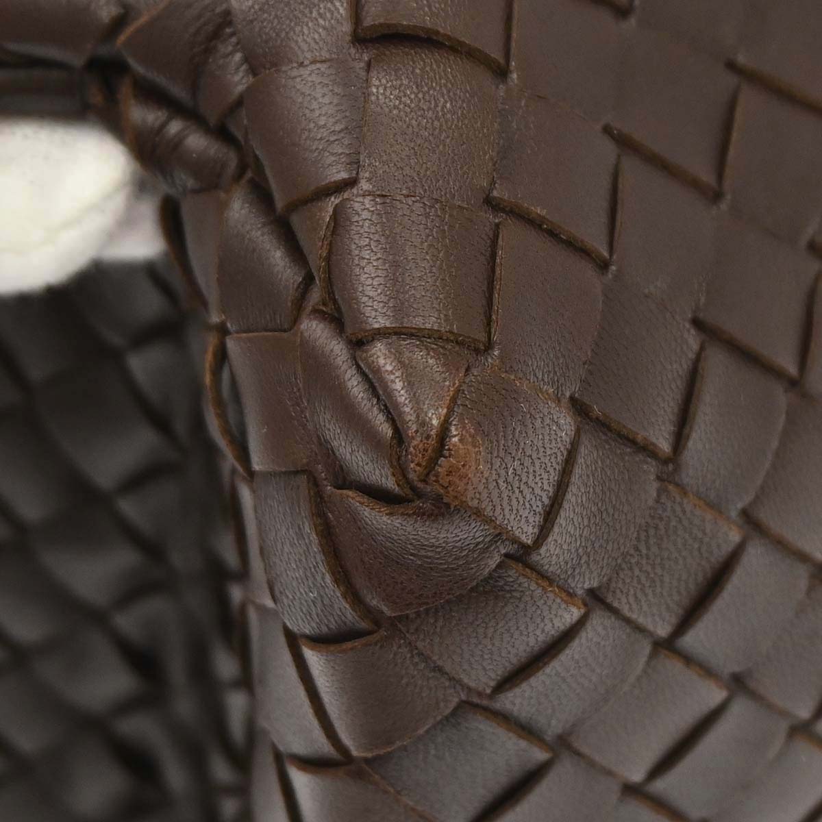 Bottega Veneta Brown Lambskin Intrecciato Pouch