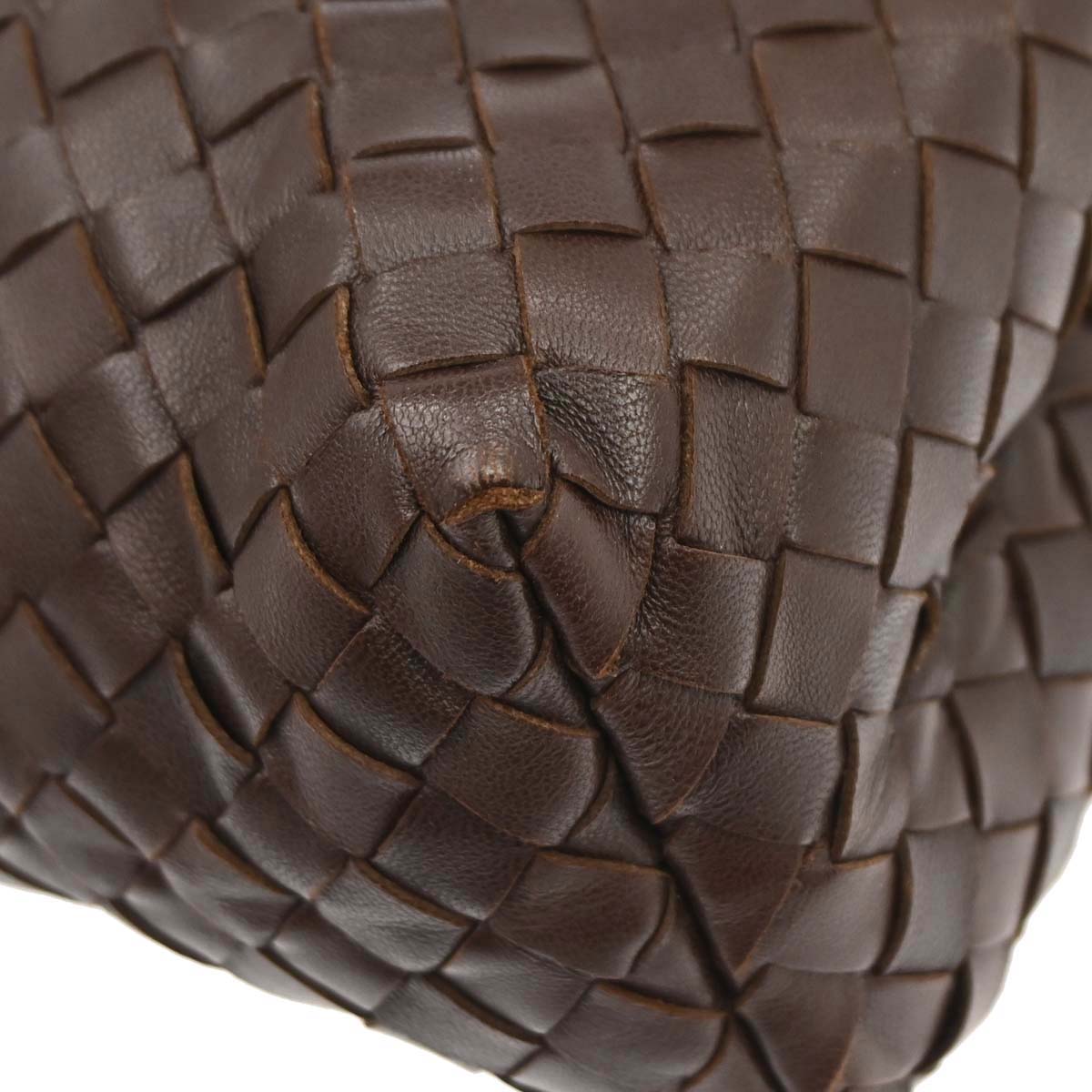 Bottega Veneta Brown Lambskin Intrecciato Pouch