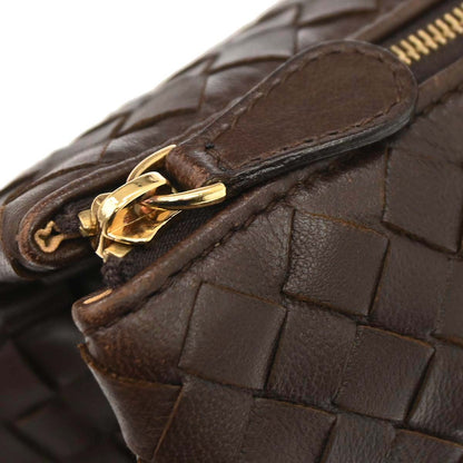 Bottega Veneta Brown Lambskin Intrecciato Pouch