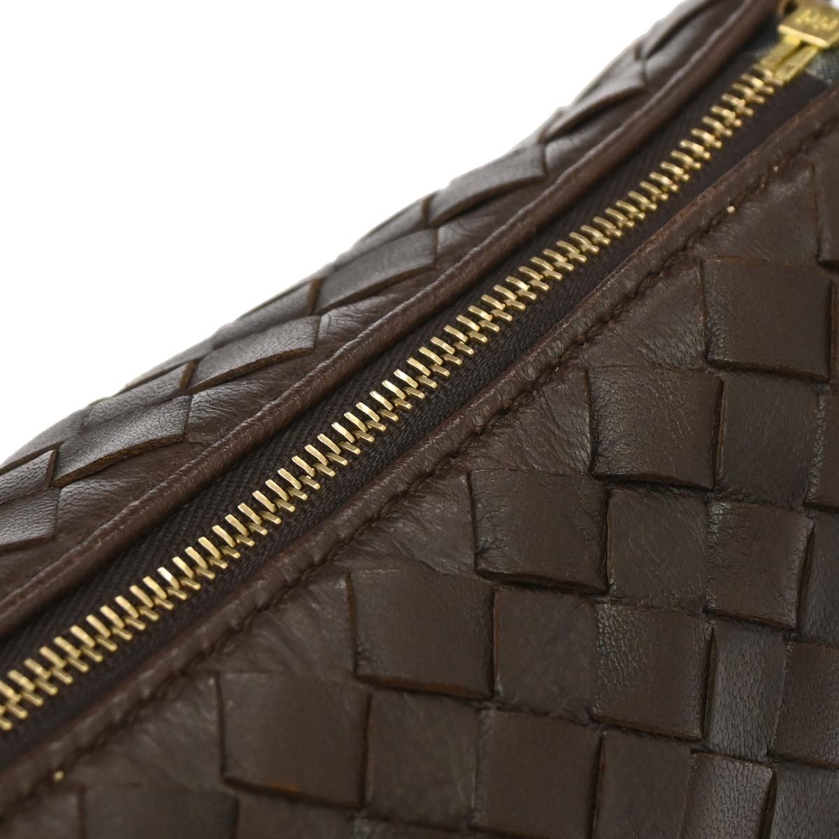 Bottega Veneta Brown Lambskin Intrecciato Pouch