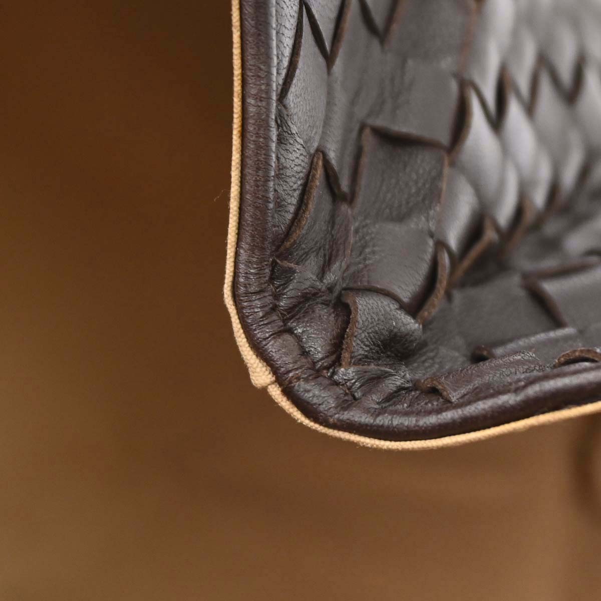Bottega Veneta Brown Lambskin Intrecciato Pouch