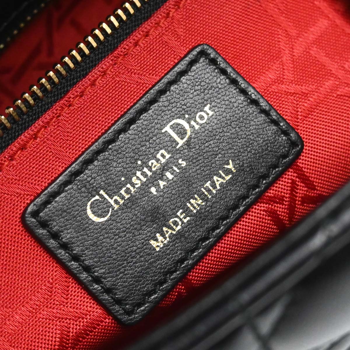Christian Dior Black Lambskin Small Lady Dior Cannage 2way Shoulder Handbag