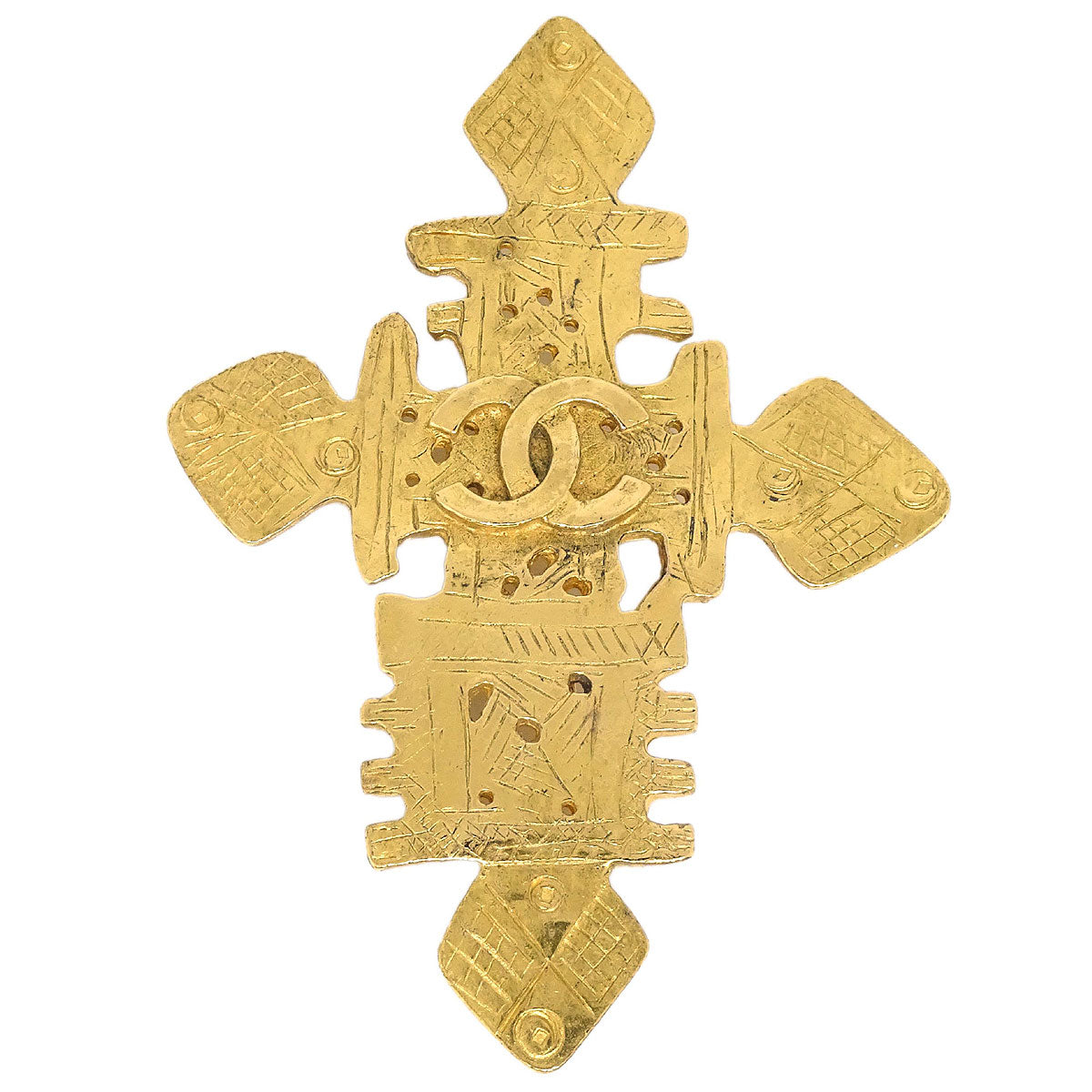 Chanel Cross Brooch Pin Gold 94P