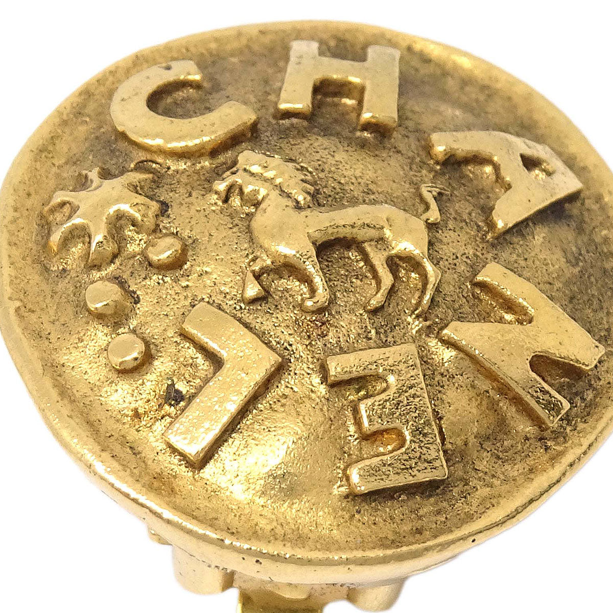Chanel Button Clip-On Earrings Gold 23
