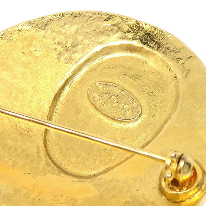 Chanel Medallion Brooch Pin Gold Stone 98P