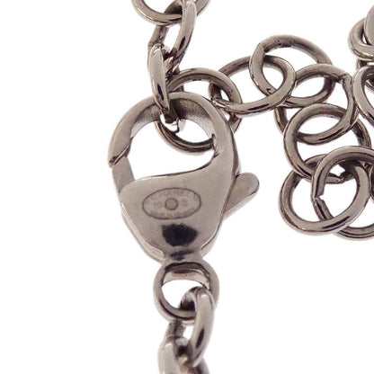 Chanel Chain Necklace Silver Pink Beaded Rhinestone 15S
