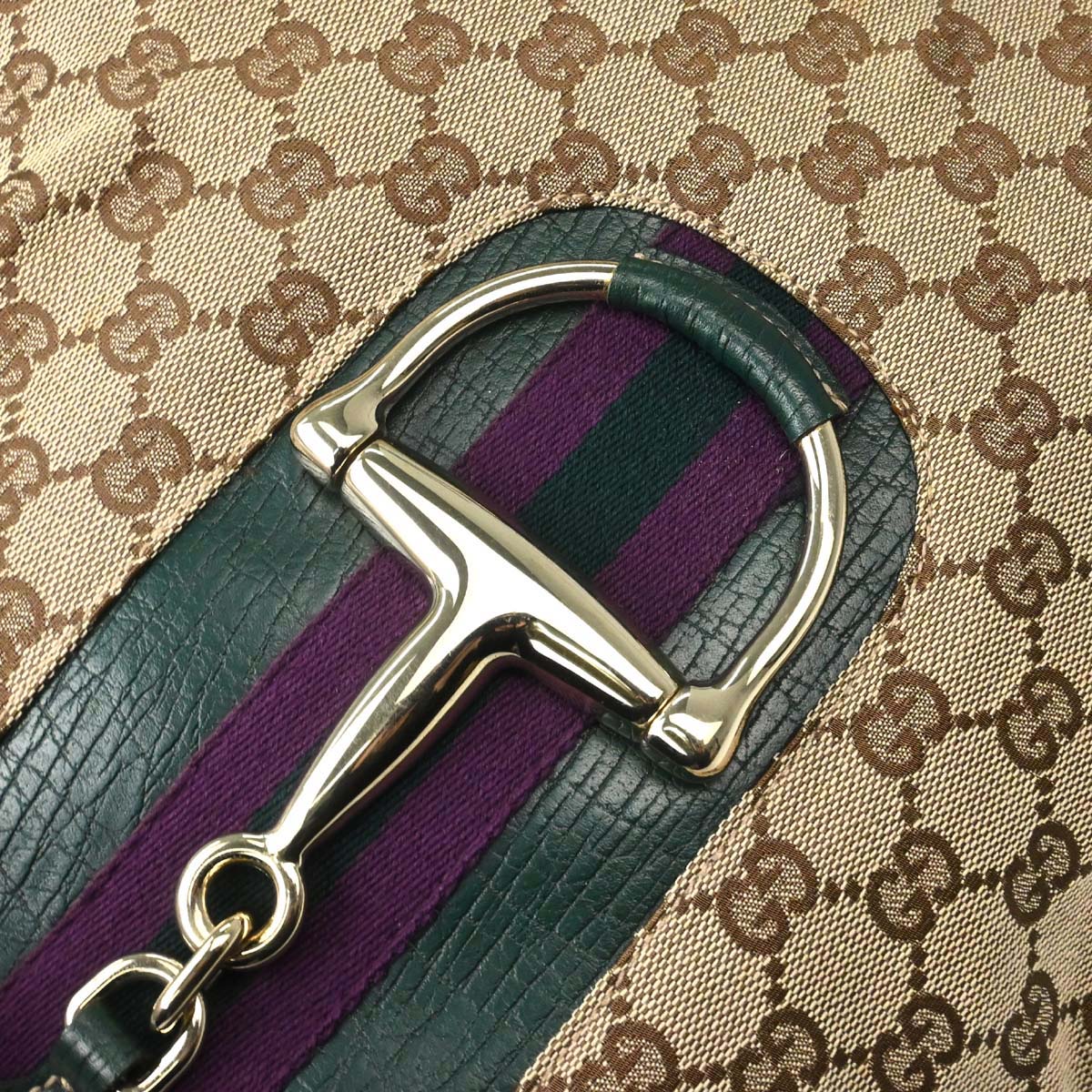Gucci Green GG Canvas Sherry Horsebit Shoulder Bag