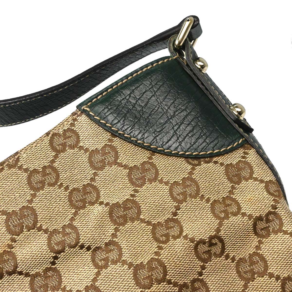 Gucci Green GG Canvas Sherry Horsebit Shoulder Bag