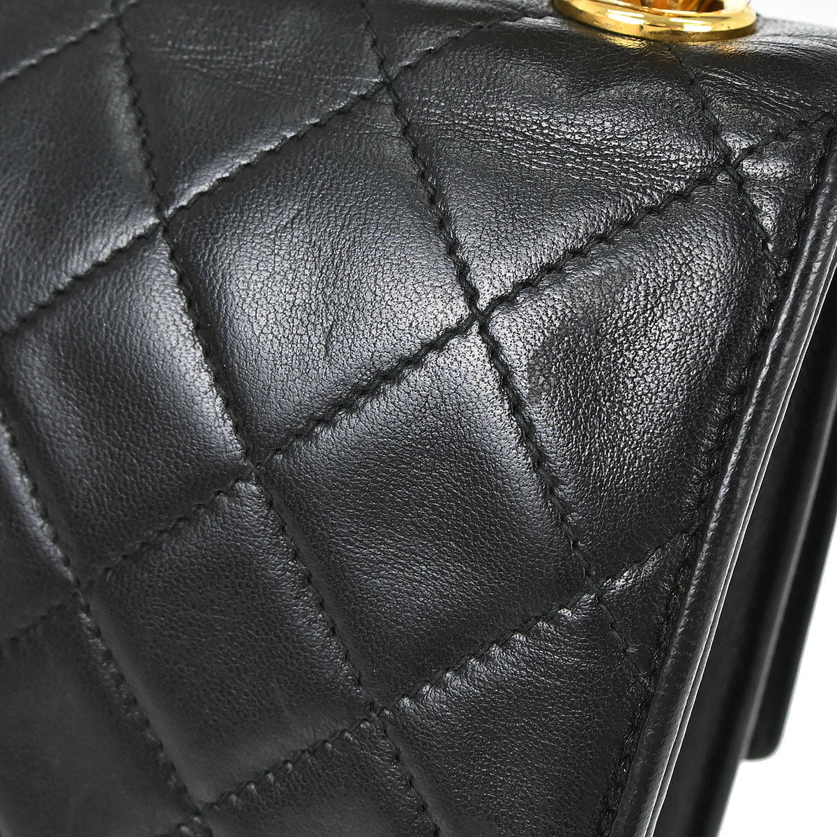 Chanel 1989-1991 Black Lambskin Top Handle Handbag