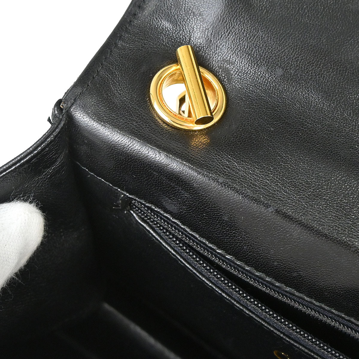 Chanel 1989-1991 Black Lambskin Top Handle Handbag