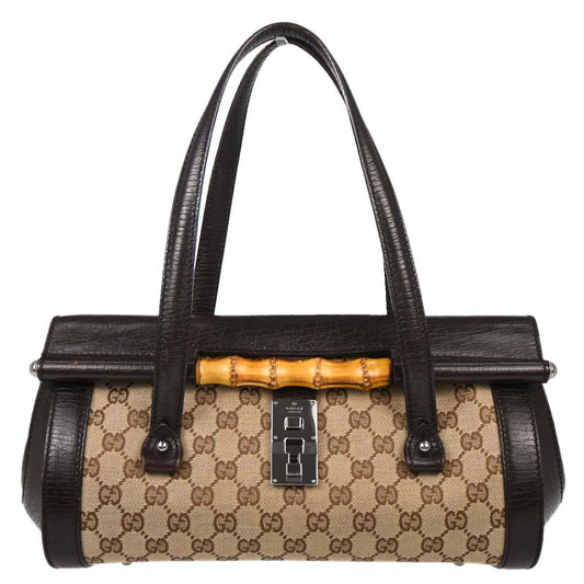 Gucci Brown GG Canvas Bamboo Handbag