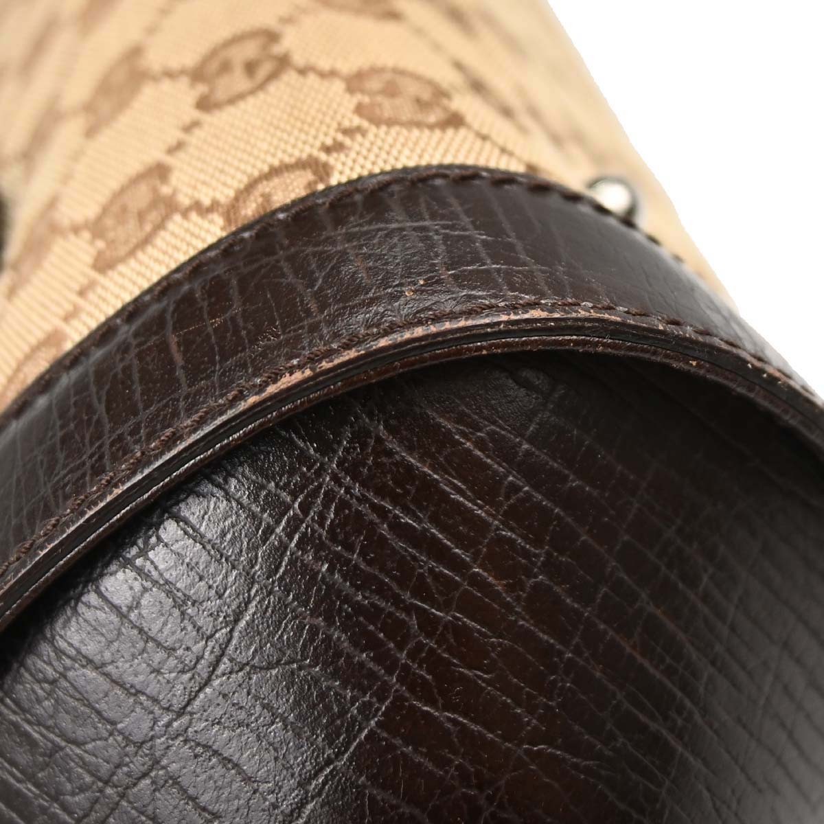 Gucci Brown GG Canvas Bamboo Handbag