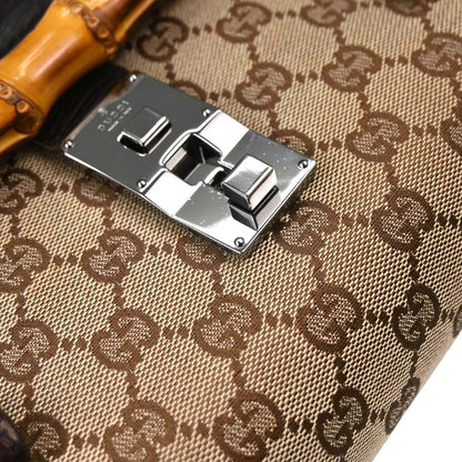Gucci Brown GG Canvas Bamboo Handbag