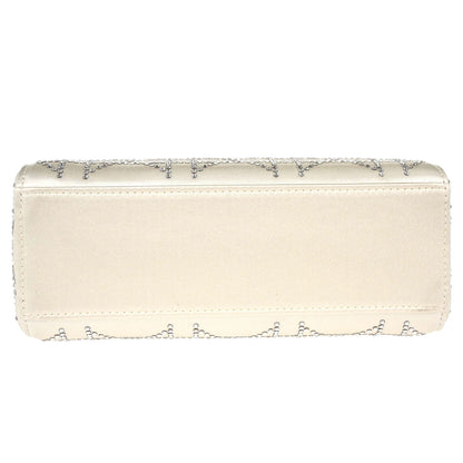 Christian Dior Ivory Satin Small Lady Dior 2way Shoulder Handbag