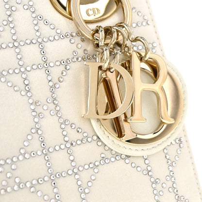 Christian Dior Ivory Satin Small Lady Dior 2way Shoulder Handbag