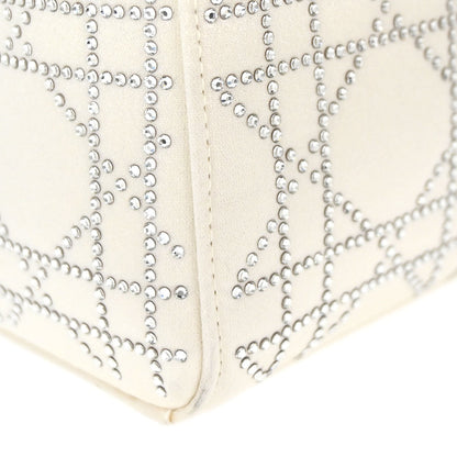 Christian Dior Ivory Satin Small Lady Dior 2way Shoulder Handbag
