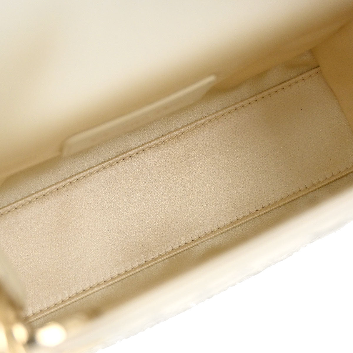 Christian Dior Ivory Satin Small Lady Dior 2way Shoulder Handbag