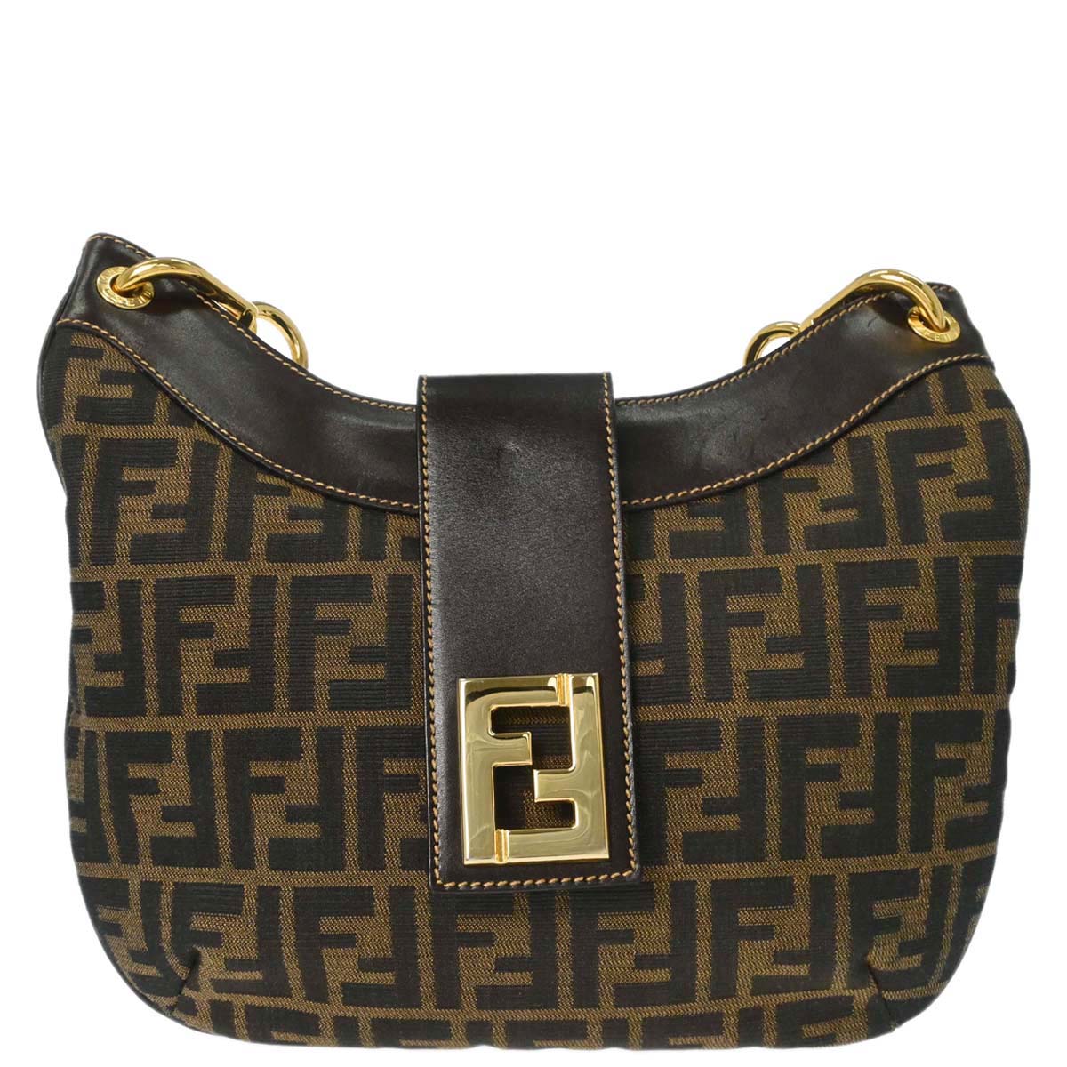 Fendi Brown Canvas Zucca Shoulder Bag