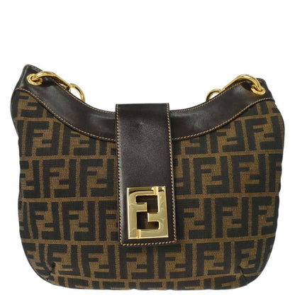 Fendi Brown Canvas Zucca Shoulder Bag