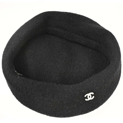 Chanel Black Hat Beret Small Good