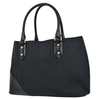 Gucci Black Canvas Horsebit GG Tote Handbag