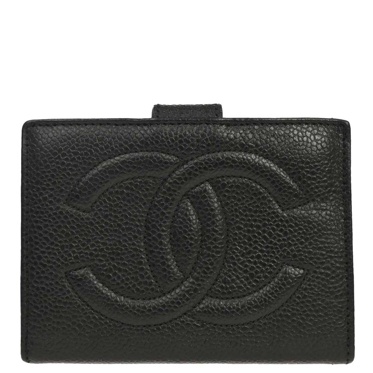 Chanel Black Caviar Skin Bifold Wallet Purse