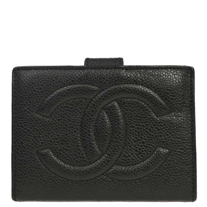 Chanel Black Caviar Skin Bifold Wallet Purse