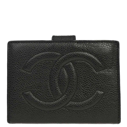 Chanel Black Caviar Skin Bifold Wallet Purse
