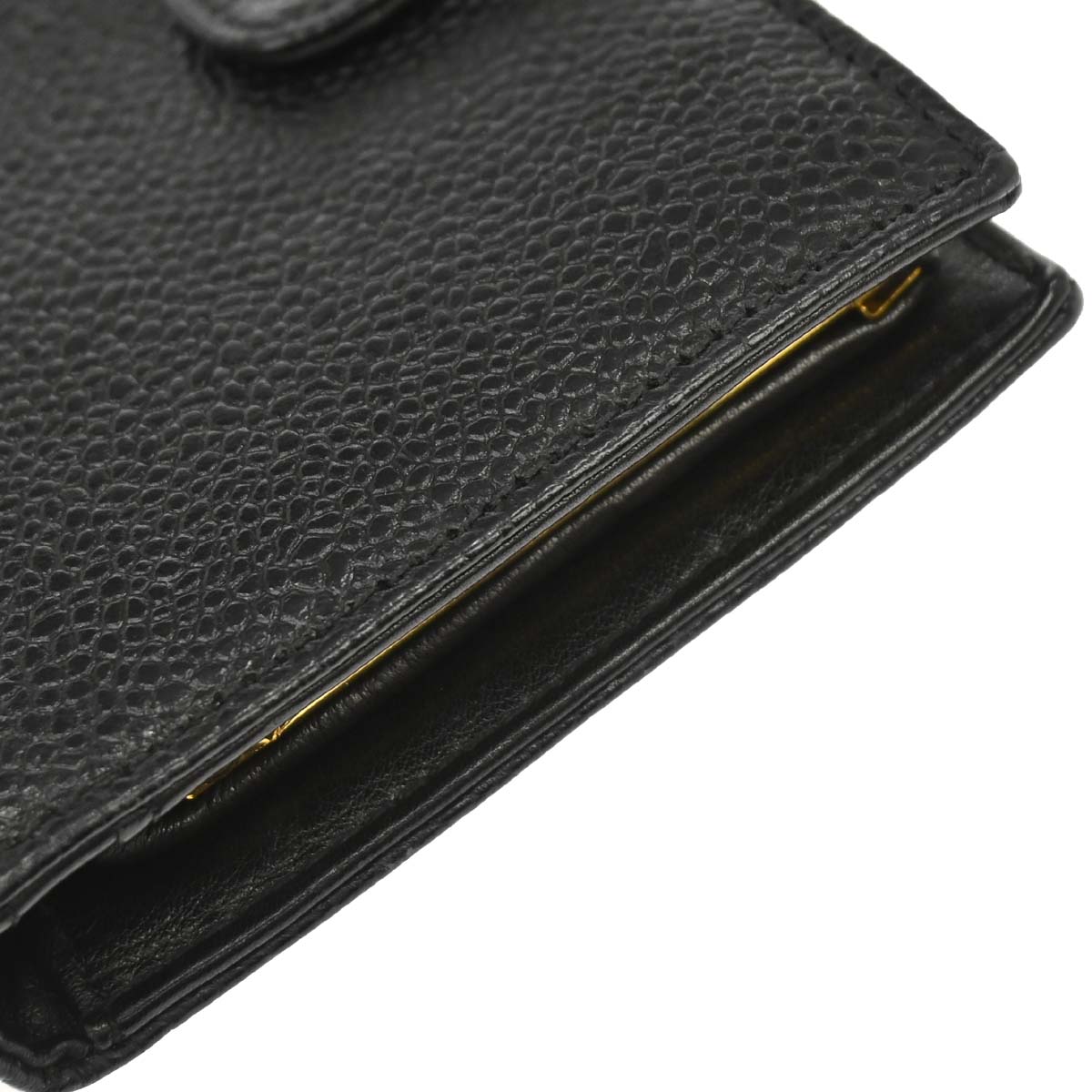 Chanel Black Caviar Skin Bifold Wallet Purse
