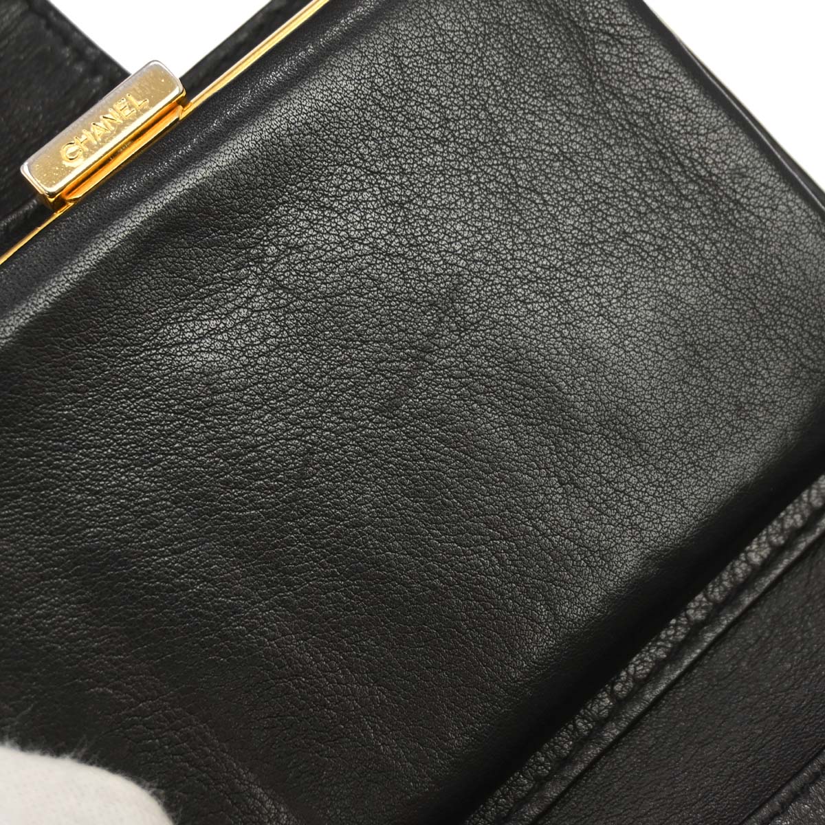 Chanel Black Caviar Skin Bifold Wallet Purse