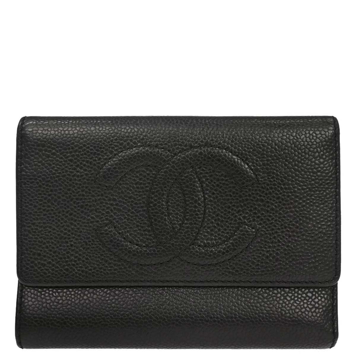 Chanel Black Caviar Skin Trifold Wallet