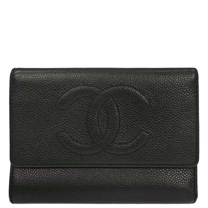 Chanel Black Caviar Skin Trifold Wallet