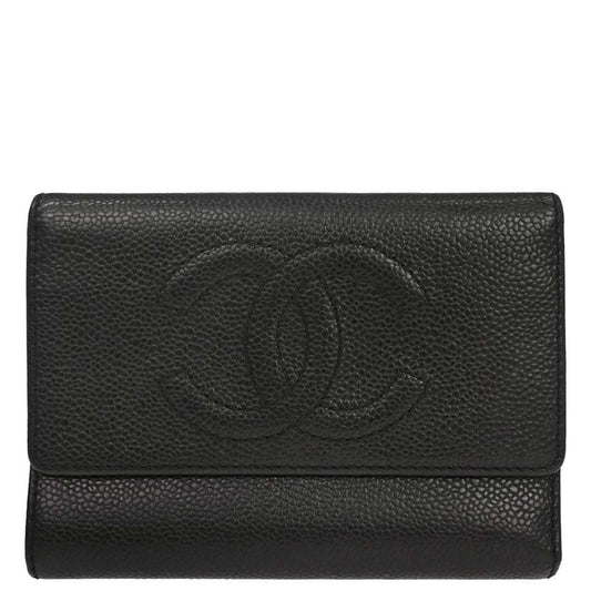 Chanel Black Caviar Skin Trifold Wallet