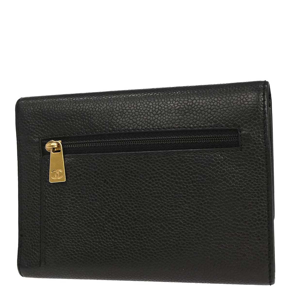 Chanel Black Caviar Skin Trifold Wallet
