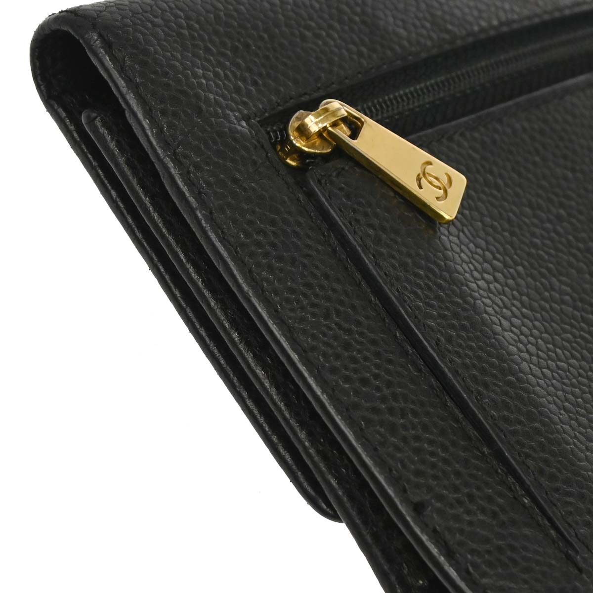 Chanel Black Caviar Skin Trifold Wallet