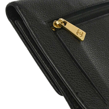 Chanel Black Caviar Skin Trifold Wallet