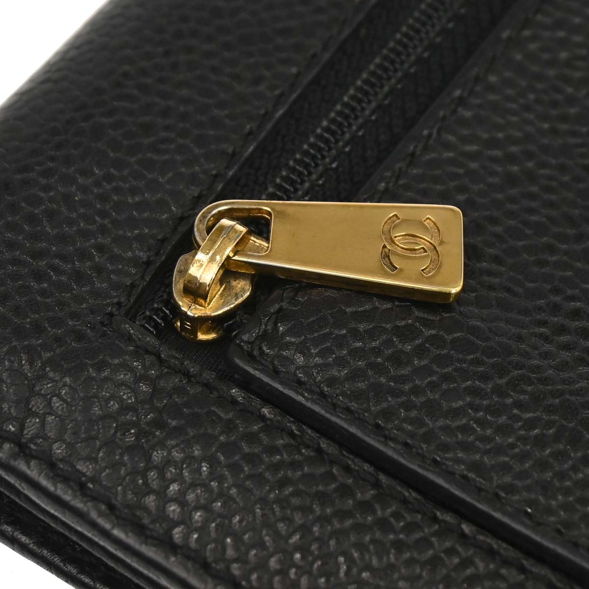 Chanel Black Caviar Skin Trifold Wallet