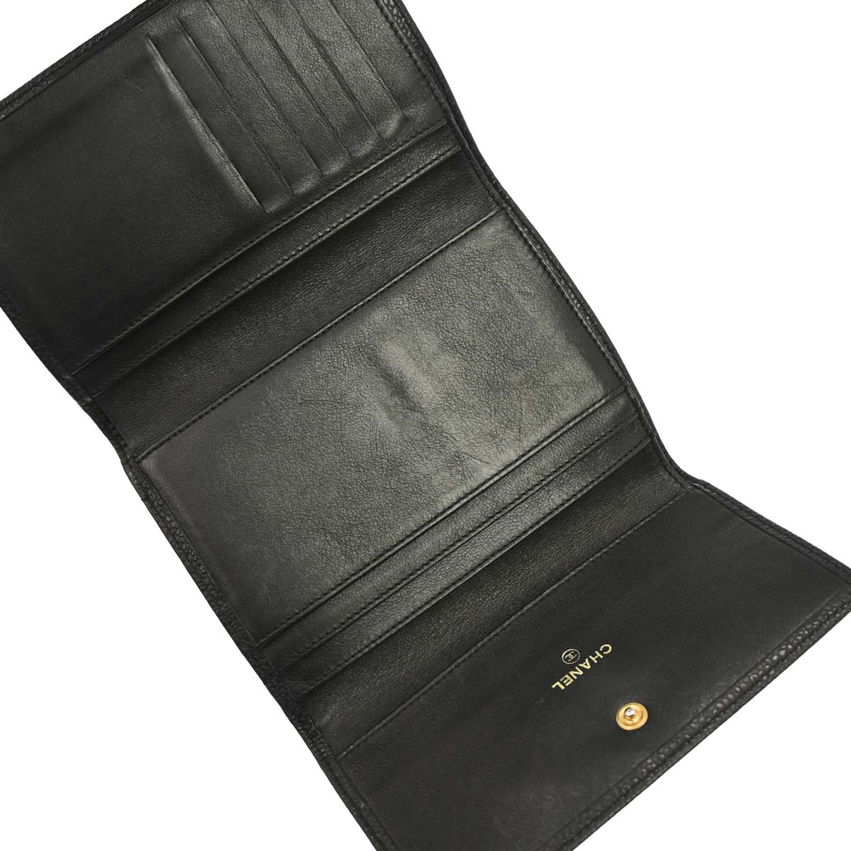 Chanel Black Caviar Skin Trifold Wallet