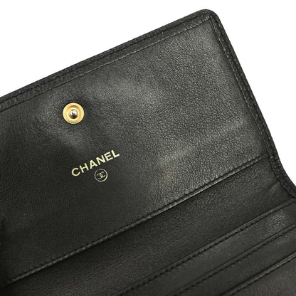 Chanel Black Caviar Skin Trifold Wallet