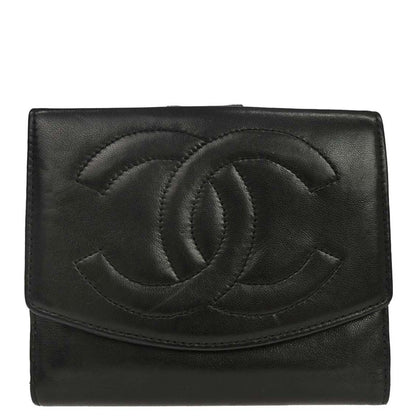 Chanel 1997-1999 Black Lambskin Bifold Wallet